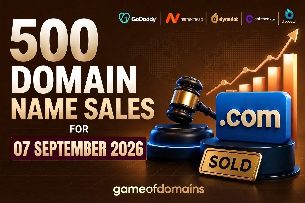Top 500 Domain name Sales 07-September-2026 - Daily Domain Sales Report